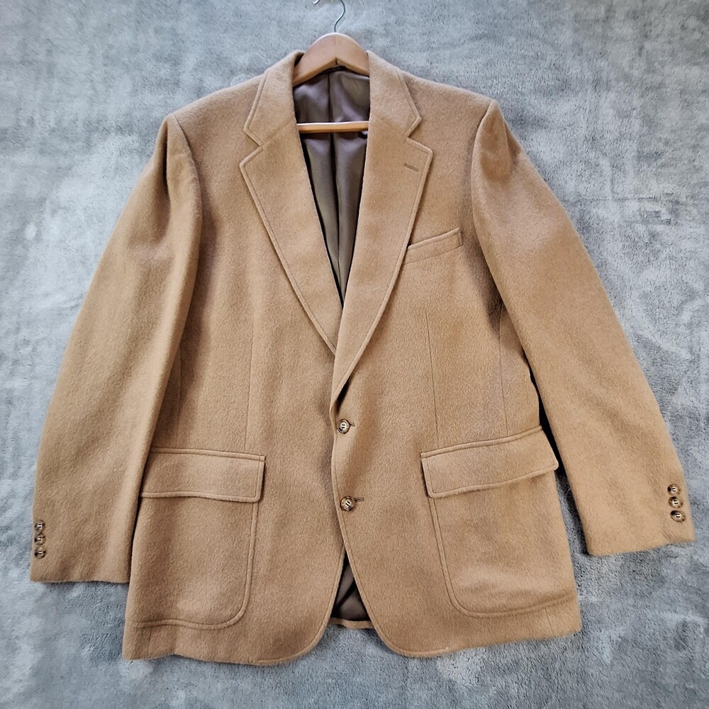 Cricketeer Blazer Mens 48 Long Camel Two Button Sport Coat Single Vent Made USA